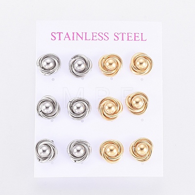 304 Stainless Steel Stud Earrings EJEW-I235-06-1