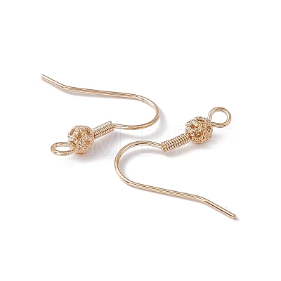Brass Round Beaded Earring Hooks KK-G438-01G-1