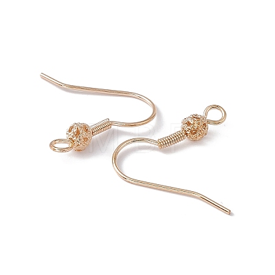 Ion Plating(IP) Brass Round Beaded Earring Hooks KK-G438-01G-1