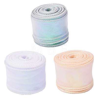  3 Rolls 3 Colors Flat Rainbow Color Organza Ribbon OCOR-TA0001-47-1