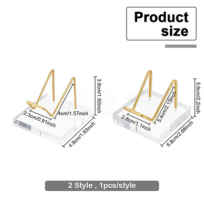 Fingerinspire 2Pcs 2 Style  Brass Crystal Mineral Display Easels ODIS-FG0001-46-1