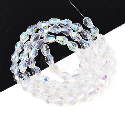 Transparent Electroplate Glass Beads Strands EGLA-N023-6x8mm-A01-1