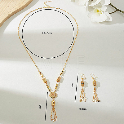 Flower Stainless Steel Column Tassels Earrings & Necklaces Sets for Women TX1175-1