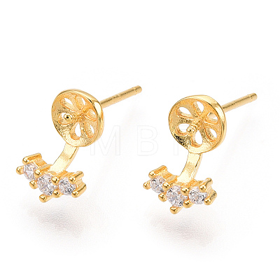 925 Sterling Silver Stud Earring Findings Micro Pave Cubic Zirconia STER-T007-21G-1