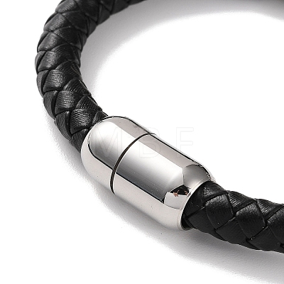 Men's Braided Black PU Leather Cord Bracelets BJEW-K243-31AS-1