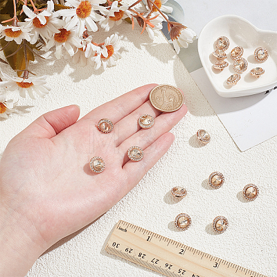 20Pcs 1-Hole Flat Round Zinc Alloy Rhinestones Buttons ALRI-NB0001-20F-1