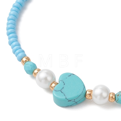 Glass Seed Bead & Natural/ Synthetic Gemstone Stretch Bracelets for Women BJEW-MZ00310-1