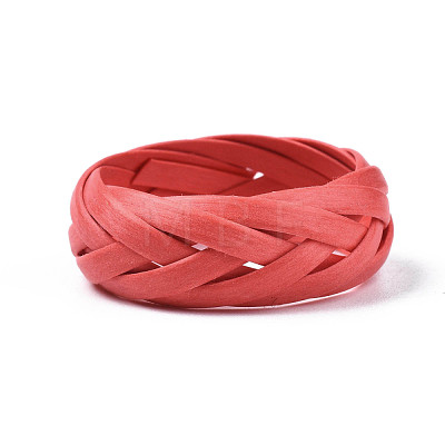Straw Rope Braided Finger Ring for Women RJEW-T022-004-1
