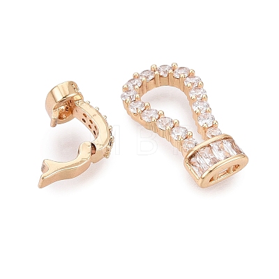 Brass Micro Pave Clear Cubic Zirconia Fold Over Clasps KK-Q074-17G-1