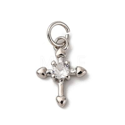 Brass Micro Pave Cubic Zirconia Pendants KK-P308-27P-1