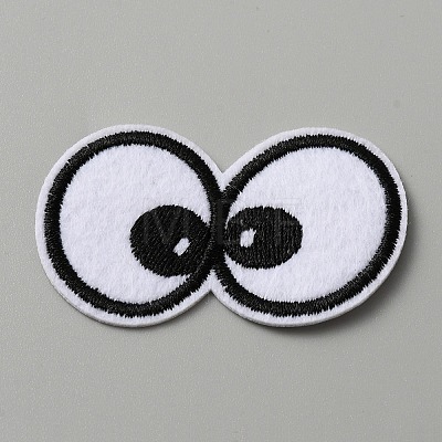 Cartoon Style Double Eye Embroidered Cloth Patches PATC-WH0001-116A-1