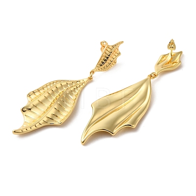 Fishtail Brass Dangle Stud Earrings EJEW-G382-17G-1