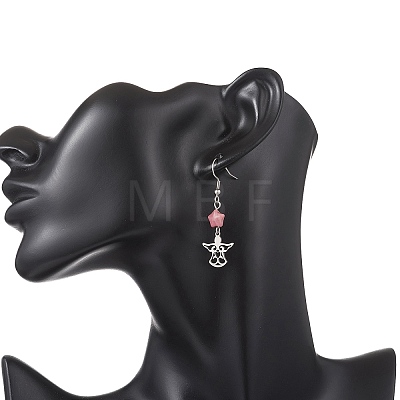 Angel with Star 304 Stainless Steel Dangle Earrings EJEW-JE06792-1
