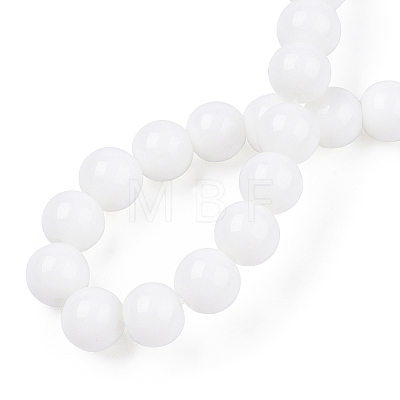 Opaque Solid Color Glass Beads Strands X-GLAA-T032-P8mm-02-1