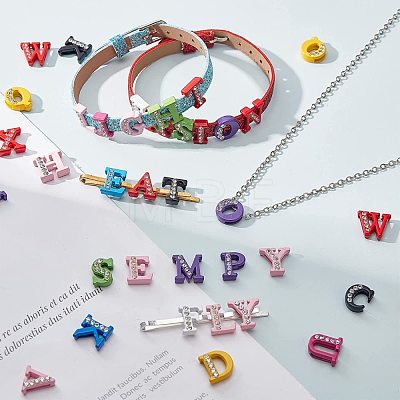 Spray Painted Zinc Alloy Slide Charms ALRI-WH0005-13G-1