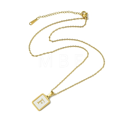 Ion Plating(IP) Rectangle with Initial Letter 304 Stainless Steel Pendant Necklace NJEW-R265-04G-F-1