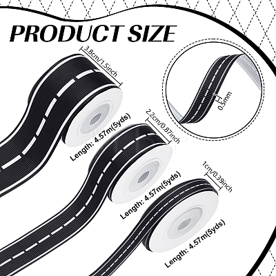 3 Rolls 3 Styles Polyester Ribbons OCOR-WH0120-53-1