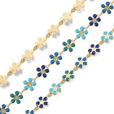 Handmade Brass Enamel Plum Blossom Link Chains CHC-N021-04A-1