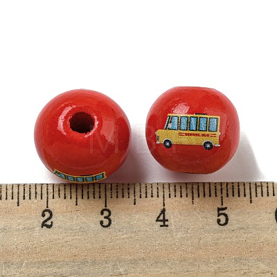 Printed Wood European Beads WOOD-L020-D15-1