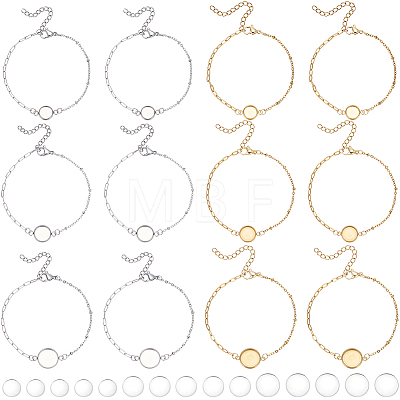 12Pcs 6 Styles 304 Stainless Steel Paperclip Chain Satellite Chain Bracelet Making BJEW-SP0001-28-1