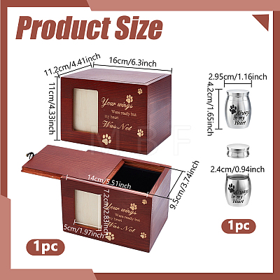 1Pc Wooden Pet Memorial Urn Box with Photo Frame CON-GA0001-43-1