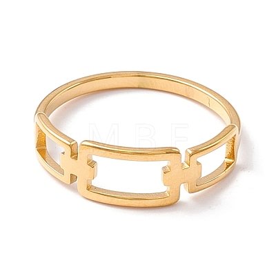 304 Stainless Steel Triple Rectangle Hollow Finger Ring for Women RJEW-B035-02G-1