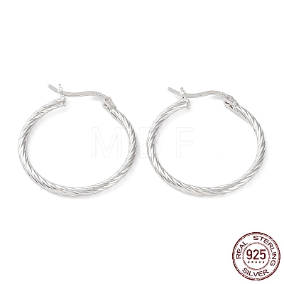 Rhodium Plated 925 Sterling Silver Hoop Earrings EJEW-K258-03B-P-1