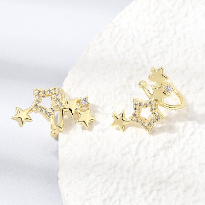 Brass Micro Pave Cubic Zirconia Cuff Earrings for Women CU-CBAE7DF-22G-1