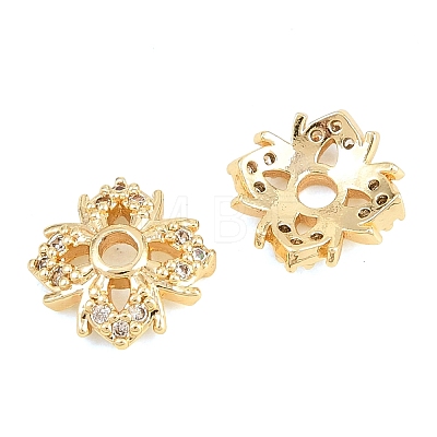 Brass Clear Cubic Zirconia Beads KK-B186-05G-1