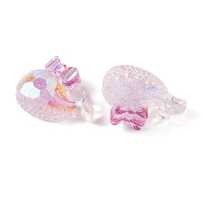 Transparent Epoxy Resin Whale with Bowknot Decoden Cabochons CRES-M034-04A-1