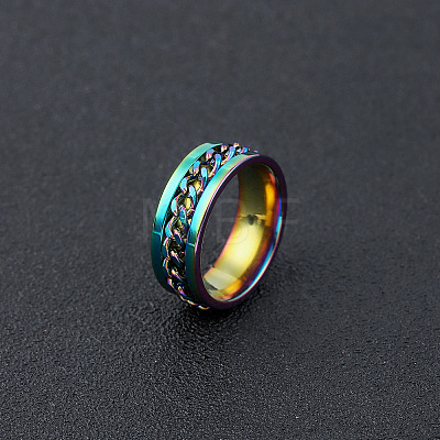 304 Stainless Steel Rotatable Chain Finger Rings for Men FS-WG60CA3-33-1