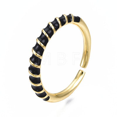 Enamel Wrap Open Cuff Ring RJEW-N037-009-1