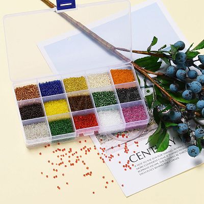 180G 15 Colors Glass Seed Beads SEED-JQ0003-01A-2mm-1