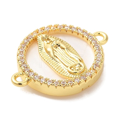 Rack Plating Brass Micro Pave Clear Cubic Zirconia Religion Connector Charms X-KK-L220-003G-01-1