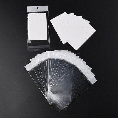 100Pcs Rectangle Paper One Pair Earring Display Cards with Hanging Hole CDIS-YW0001-02B-1