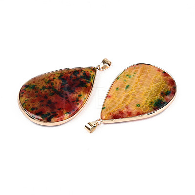 Brass Pave Dyed Natural Agate Big Pendants G-T139-96-1