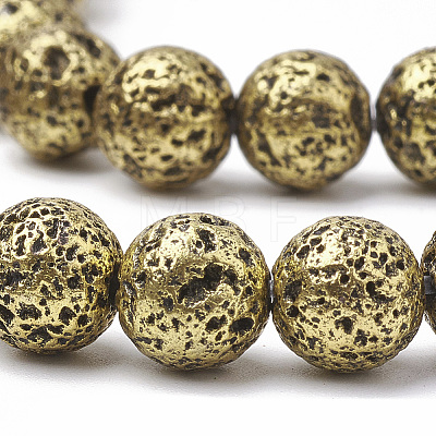 Electroplated Natural Lava Rock Beads Strands G-T098-01B-08-1