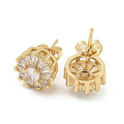 Brass Micro Pave Cubic Zirconia Ear Studs EJEW-P261-18G-1