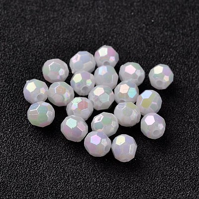AB Color Plated Eco-Friendly Poly Styrene Acrylic Round Beads X-TACR-L004-8mm-78-1