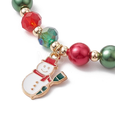 Alloy Enamel Santa Claus Christmas Tree Charm Bracelets BJEW-TA00465-1