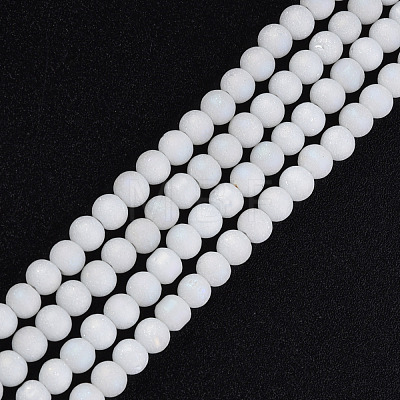 Electroplate Frosted Glass Beads Strands EGLA-N006-036C-1