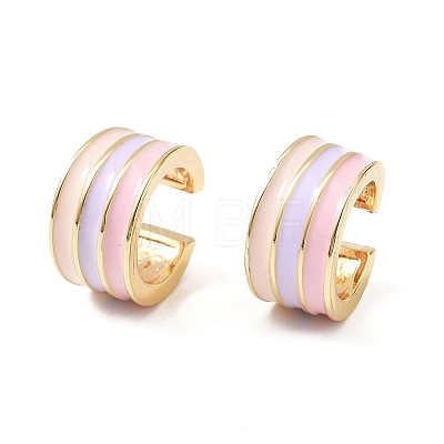 Brass Stripe C-Shaped Cuff Earrings EJEW-D321-03G-1