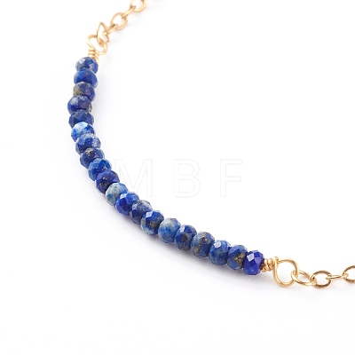 August Birthstone Natural Lapis Lazuli Beaded Bracelets BJEW-JB06092-08-1