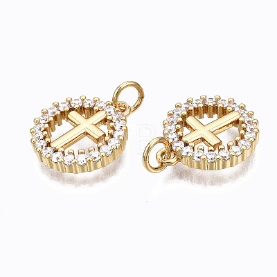 Brass Micro Pave Clear Cubic Zirconia Pendants X-ZIRC-N039-140-NF-1