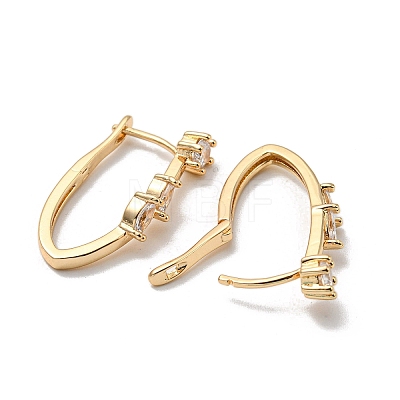 Brass with Clear Cubic Zirconia Hoop Earrings EJEW-B035-31KCG-1
