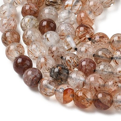 Natural Black Gold Rutilated Quartz Beads Strands G-L657-B02-6mm-1