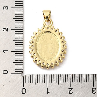 Rack Plating Brass Micro Pave Cubic Zirconia with Shell Pendants KK-P241-44G-01-1