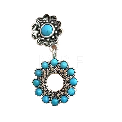 Synthetic Turquoise Dangle Stud Earrings EJEW-C178-01A-1