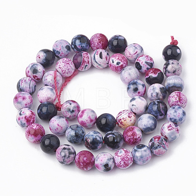 Dyed Natural Fire Crackle Agate Beads Strands G-T098-02A-01-1