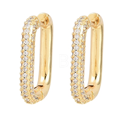 Rectangle Brass Clear Cubic Zirconia Stud Earrings EJEW-A156-12B-G-1
